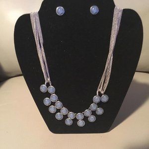 Kenneth Cole NY Blue Moonstone Eclispe Necklace & Studs